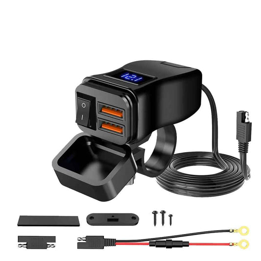 Chargeur USB Moto 60W avec Voltmètre - CRAZYBIKELIFE