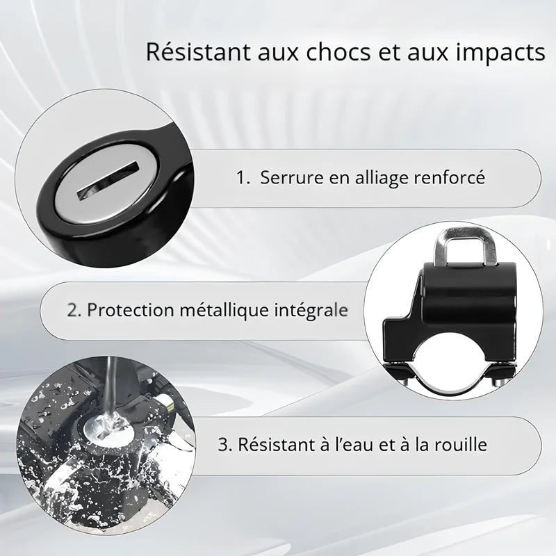Cadenas casque moto résistant aux chocs, en métal renforcé et étanche