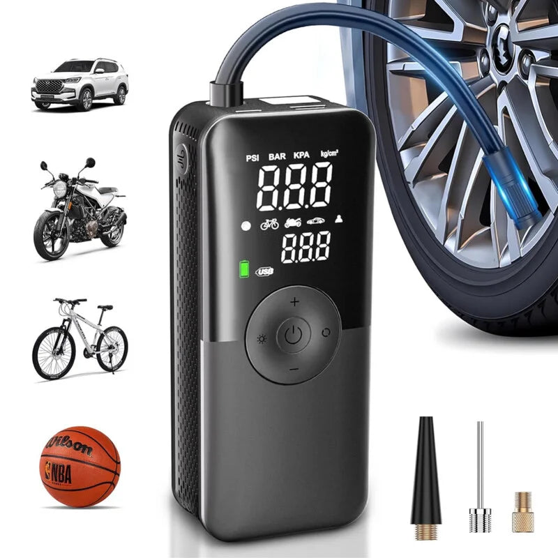 Multi-usages — gonfle voitures, motos, vélos et ballons.
