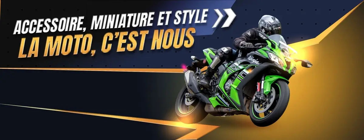 Motard sur moto sportive, représentant l'univers CrazyBikeLife : accessoires, miniatures et style moto.