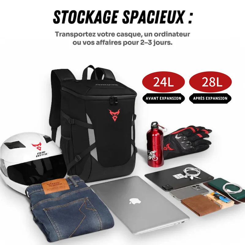 Sac Motocentric avec grande capacité de rangement, idéal pour casque, PC ou vêtements