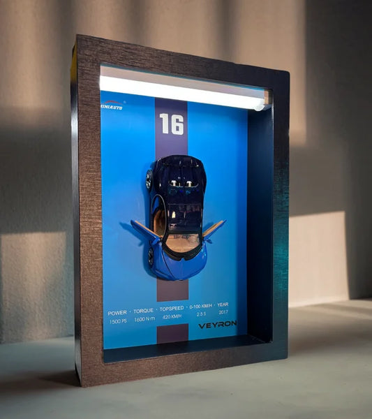 Tableau 3D LED Bugatti Veyron - décoration murale de luxe rétroéclairée.