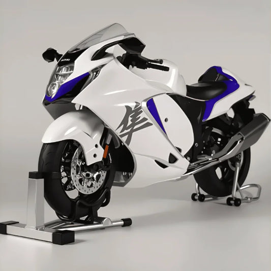Photo illustrative de la Suzuki Haybusa gsx1300r Smoke & Sound à l'échelle 1:6. Photo de face.