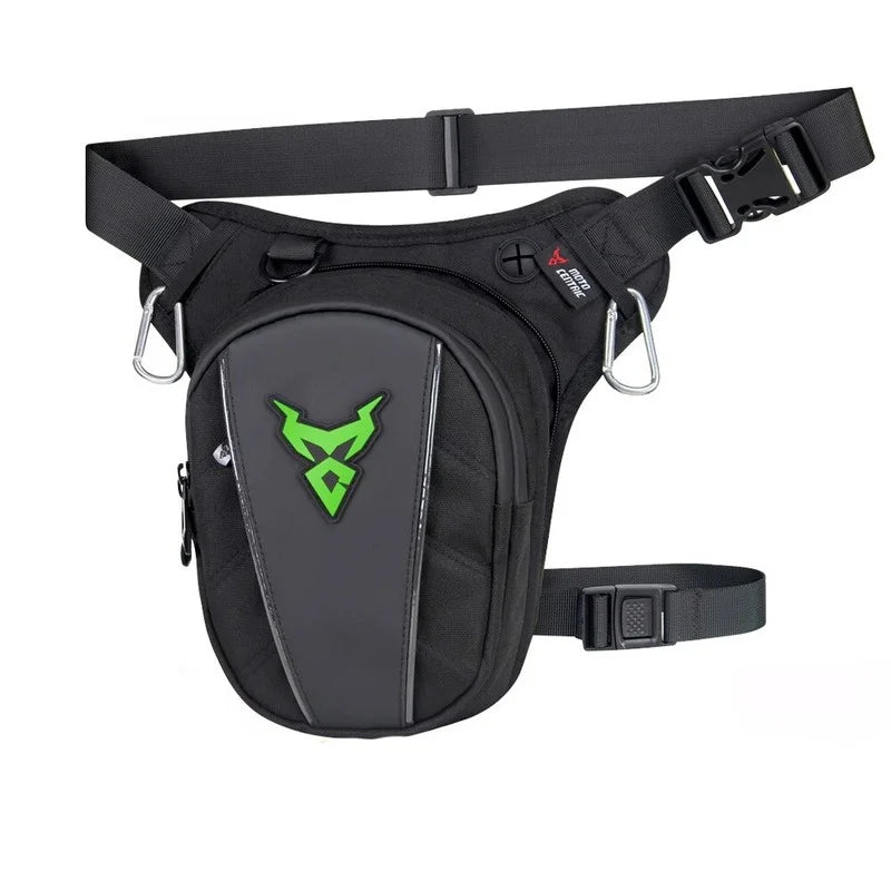 Sacoche de jambe pour motard imperméable et extensible verte